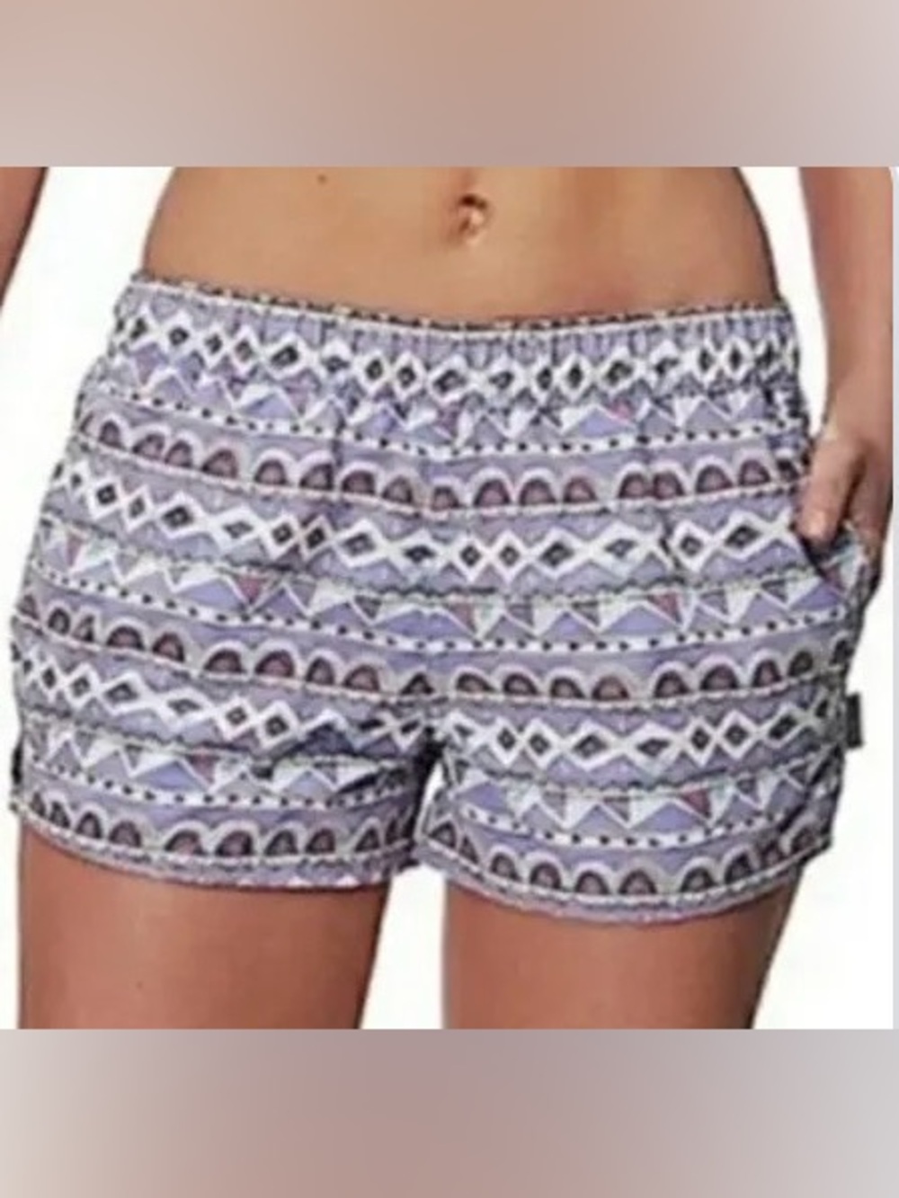 Patagonia Lavender & White Geometric Pattern Shorts